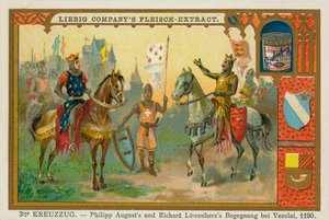 Philipp II. Augustus und Richard Löwenherz in Vézelay, Dritter Kreuzzug, Liebig-Karte (Druck)