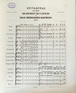 Partitur von "Die Hochzeit des Camacho" von Felix Mendelssohn