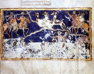 Darstellung der Offenbarung in „Catena in Job“, griechisches Manuskript aus dem frühen 10. Jahrhundert. Bibl. Marciana aus Venedig von School Greek