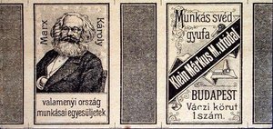 Deckel für eine Streichholzschachtel mit Darstellung von Karl Marx (1818-93), Budapest, Ende des 19. Jahrhunderts von School Hungarian