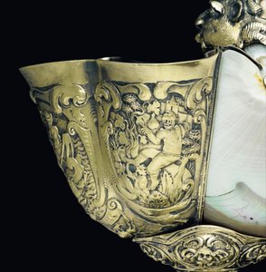 Montierter Nautilus-Becher, Nagyszeben, Mitte 17. Jahrhundert (Detail) von School Hungarian