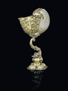 Montierter Nautilusbecher, Nagyszeben, Mitte 17. Jahrhundert von School Hungarian