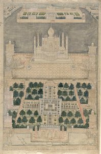 Vogelperspektive des Taj Mahal in Agra von School Indian
