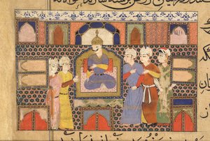 Ghiyath al-Din auf dem Thron mit Gefolge, aus dem Ni