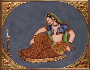 Dame genießt ein Getränk von School Indian