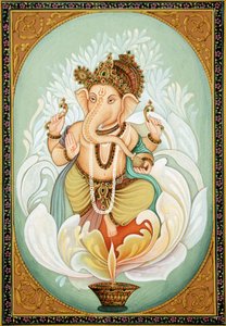 Lord Ganesh Ganpati Miniaturmalerei auf Papier von School Indian