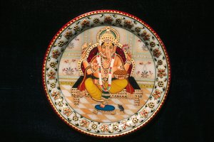 Lord Ganesh Ganpati Miniaturmalerei auf Papier von School Indian