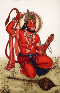 Lord Hanuman Miniaturmalerei auf Elfenbein von School Indian