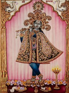 Lord Krishna Miniaturmalerei auf Elfenbein