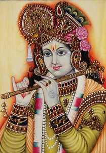 Lord Krishna Miniaturmalerei auf Papier
