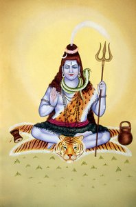 Lord Shiva Shanker Miniaturmalerei auf Papier von School Indian