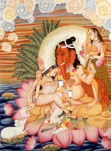 Miniaturmalerei des elefantenköpfigen Gottes Ganesh