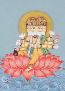 Miniaturmalerei des Gottes Brahma von School Indian