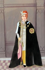 Miniaturmalerei von Maharaja Sawai Man Singh II, Jaipur von School Indian