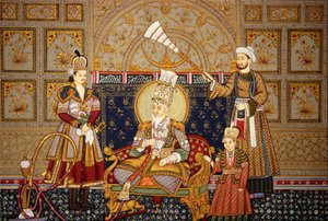 Miniaturmalerei des Mogulkaisers Shah Jahan auf Papier von School Indian