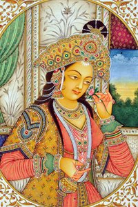 Miniaturmalerei der Mughul-Königin Mumtaj, Indien