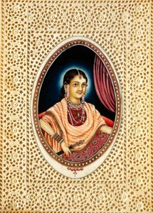 Miniaturmalerei von Mumtaz Mahal auf Elfenbein von School Indian