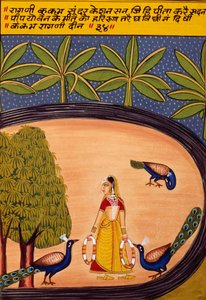 Miniaturmalerei auf Papier, Ragini Kukumb, Nathdwara-Schule von School Indian