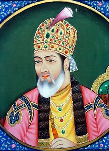 Mughal-Kaiser Shah Jahan Miniaturmalerei auf Papier von School Indian