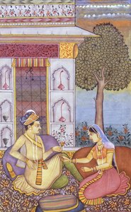 Mughal Miniaturmalerei auf Papier König genießt ein Getränk