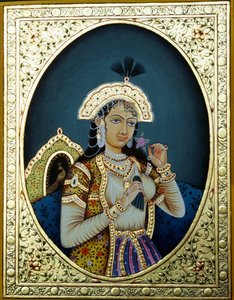 Mogulprinzessin Mumtaz Mahal Miniaturmalerei auf Papier