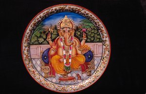 Malerei von Ganesh Ganpati Gott auf Marmorteller