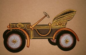 Malerei eines alten königlichen Wagenmusters, Indien von School Indian