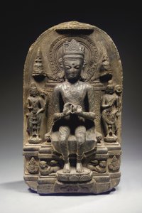 Pala-Stil Stele mit gekröntem Buddha, Nordostindien