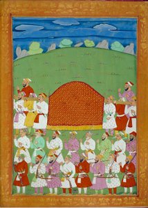 Sänfte der Konkubinen des Sultans, Hof des Shah Alem. Indische und persische Miniaturen in 