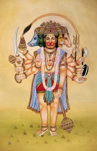 Panchmukhi Lord Hanuman Miniaturmalerei auf Papier