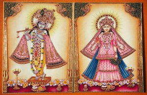 Radha Krishna Miniaturmalerei auf Elfenbein