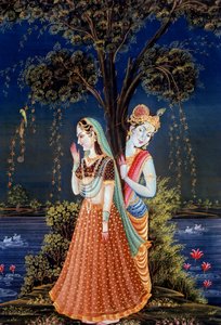 Radha Krishna Miniaturmalereien von School Indian