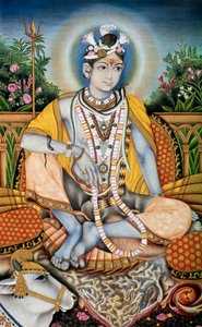 Rajrajeswer (Herr Shiva Shanker) Miniaturmalerei auf Papier