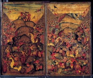 Kampfszene. Gemälde indo-iranischen Ursprungs aus dem 17. Jahrhundert. Museum für dekorative Künste, Paris von School Iranian
