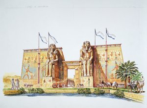 Das antike Theben - Rekonstruktion der Statuen von Amenhotep III., bekannt als die Kolosse von Memnon, zur Zeit von Ramses II.