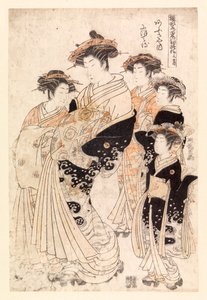 Fünf japanische Frauen (Farbholzschnitt)
