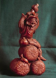 Japanische Kunst: der japanische Gott Daikoku (Daikokuten), Beschützer der Bauern und Gott der Landwirtschaft von Japanese School