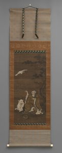 Mann mit Hirsch, fliegender Kranich von Japanese School
