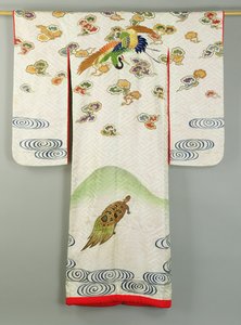 Uchikake Hochzeitsrobe mit Kranich und Schildkröte
