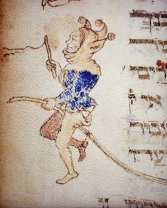 Ein Hofnarr. Jüdisches Manuskript aus dem 13. Jahrhundert. Biblioteca Palatina, Parma