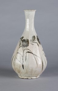 Vase mit Chrysanthemen- und Hausdesign, Choson-Dynastie