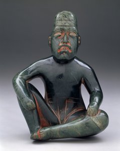 Sitzende Figur mit erhobenem Knie, Hochland-Olmeken, San Martin Texmelucan