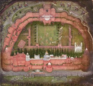 Das Rote Fort, Agra, Johnson Album VII Nr.1 nummeriert 11, ca. 1750 von School Mughal