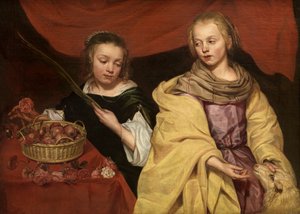 Die Heiligen Agnes von Rom und Dorothea von Caesarea von School Netherlandish