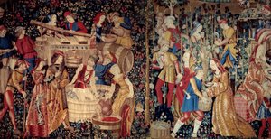 Die Ernte. Tapisserie der Niederlande, Anfang des 16. Jahrhunderts. Paris, Musee De Cluny.