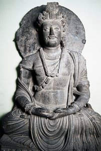 Steinskulptur, die Buddha darstellt, Gandhara-Kunst, Peshawar, Pakistan