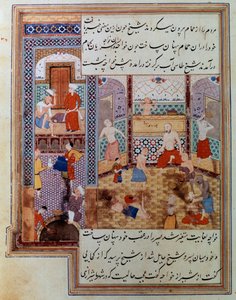 Gruppe von Männern in einem Hammam von School Persian