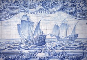 Karavellen im 15.-17. Jahrhundert, Azulejos, um Lissabon, Portugal von School Portuguese