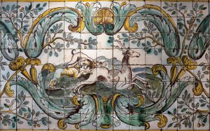 Hunde jagen einen Hirsch (Detail)