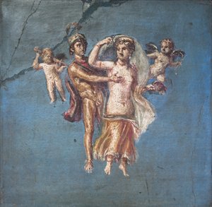 Mars und Venus auf blauem Hintergrund, Herculaneum